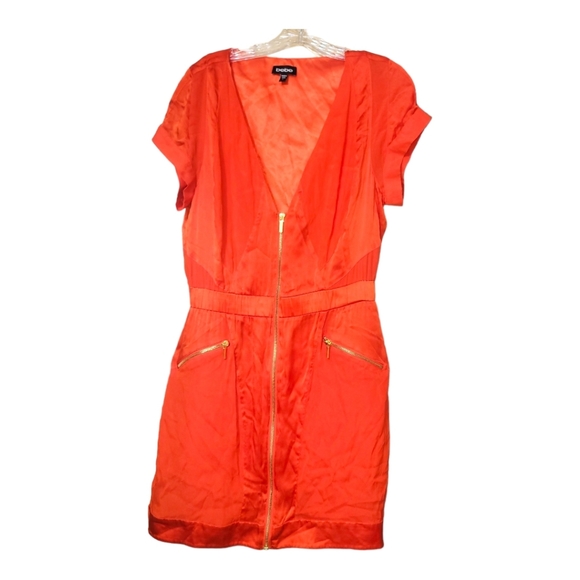 BEBE zip in front satin dress Large - Picture 3 of 8